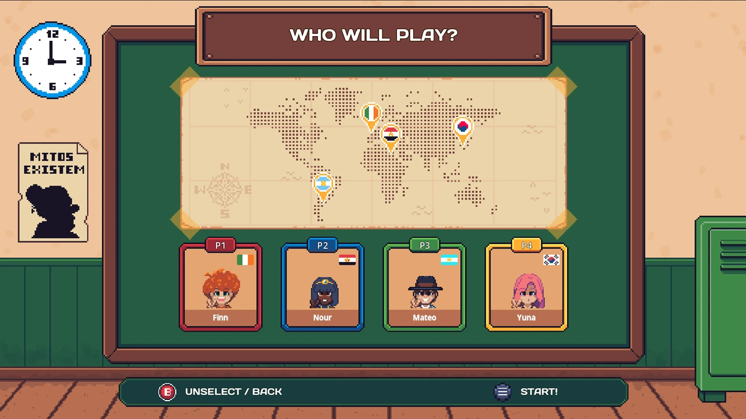 The MythTag character selection screen.